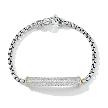 JAI Silver & Diamond Pave Bar Bracelet